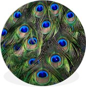 WallCircle - Wandcirkel ⌀ 30 - Close-up van veren van een pauw - Ronde schilderijen woonkamer - Wandbord rond - Muurdecoratie cirkel - Kamer decoratie binnen - Wanddecoratie muurcirkel - Woonaccessoires