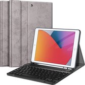 iPad 2021 / iPad 2021 Hoes met Toestenbord - 10.2 inch - met QWERTY toetsenbord - Vintage Bluetooth Keyboard Cover – Grijs