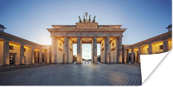 Brandenburger Tor in Berlijn bij zonsopgang Poster 150x75 cm - Foto print op Poster (wanddecoratie woonkamer / slaapkamer)