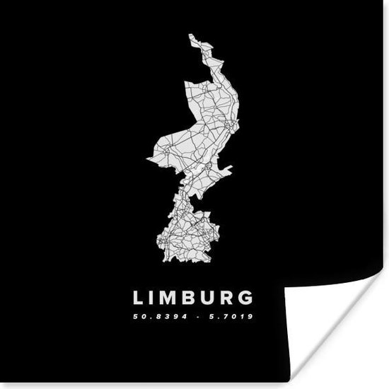 Affiche Limbourg - Carte - Pays- Nederland - 30x30 cm