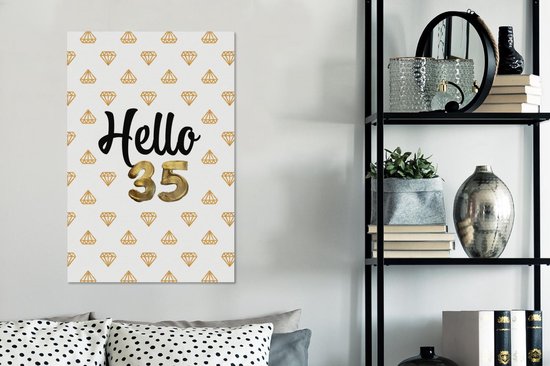 Toile Peinture Anniversaire - 35 ans - Or - 40x60 cm - Décoration murale