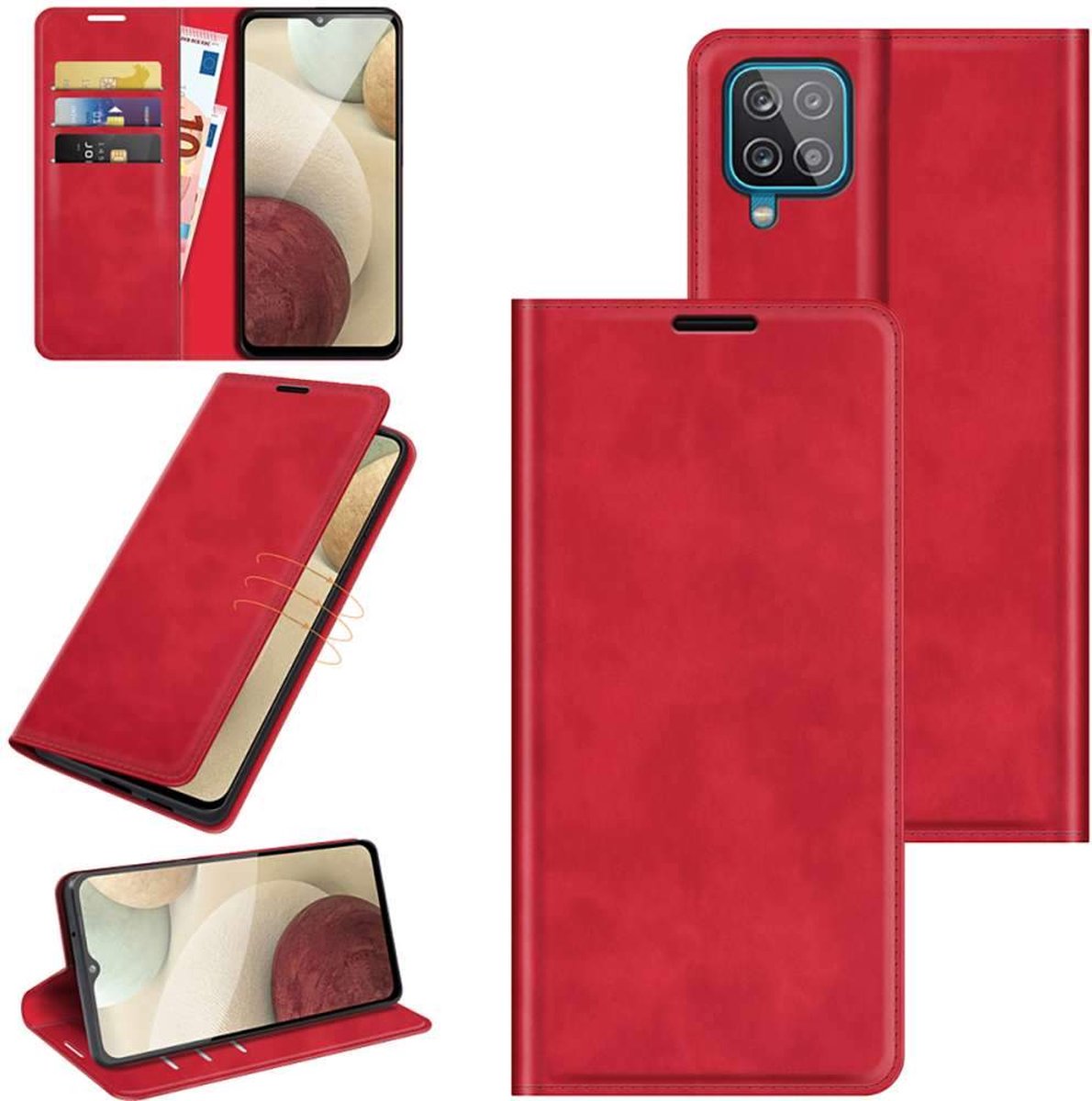 Just in Case - Samsung Galaxy A12 Wallet Case - Magnetische Sluiting - Rood
