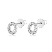 Tracelet - Zilveren Oorbellen - Oorbellen Letter 0 | Studs zilver met zirkonia | 925 Sterling Zilver - Direct uit voorraad - Met 925 Zilver Certificaat - In Leuke cadeauverpakking