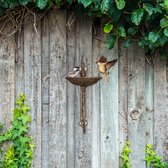 vogeldrinkschaal gietijzer - 'welcome' bordje - hangend - tuin - bruin