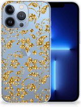 Telefoonhoesje Geschikt voor Apple iPhone 13 Pro Back Cover Siliconen Hoesje Gouden Bloemen