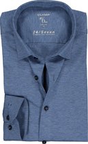 OLYMP No. Six 24/Seven super slim fit overhemd - tricot - middenblauw - Strijkvriendelijk - Boordmaat: 39