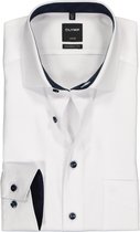 OLYMP Luxor modern fit overhemd - mouwlengte 7 - wit structuur (contrast) - Strijkvrij - Boordmaat: 45