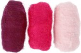 gekaarde wol roze 10 gram 3 stuks