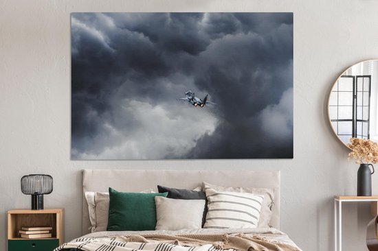 Avion de chasse vole dans les airs 180x120 cm - Tirage photo sur toile (Décoration murale salon / chambre) XXL / Groot format!