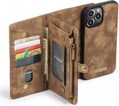 CaseMe 2-in-1 iPhone 13 Pro Hoesje Book Case met Back Cover Bruin