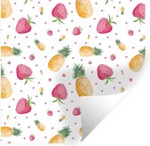 Muurstickers - Sticker Folie - Aardbeien - Ananassen - Waterverf - Sjablonen - 120x120 cm - Plakfolie - Muurstickers Kinderkamer - Zelfklevend Behang XXL - Zelfklevend behangpapier - Stickerfolie