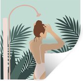 Stickers muraux - Film autocollant - Été - Femme - Feuilles - 80x80 cm - Film adhésif - Stickers muraux Chambre d'enfant - Papier peint autocollant
