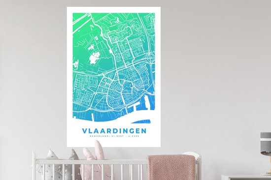Stickers muraux - Plan de la ville - Vlaardingen - Nederland - 80x120 cm - Feuille adhésive - Carte
