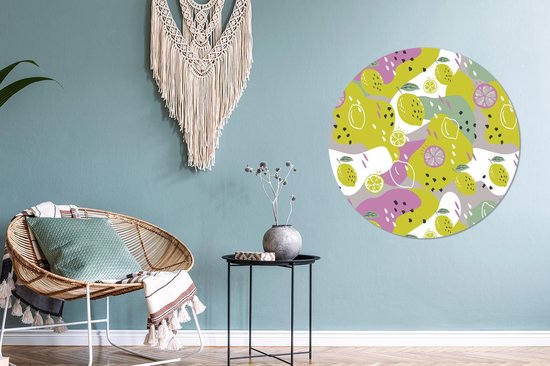 WallCircle - Wall Circle - Wall Circle Indoor - Été - Citrons - Taches - 90x90 cm - Décoration murale - Peintures Ronds