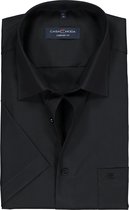 CASA MODA comfort fit overhemd - korte mouw - zwart - Strijkvrij - Boordmaat: 45