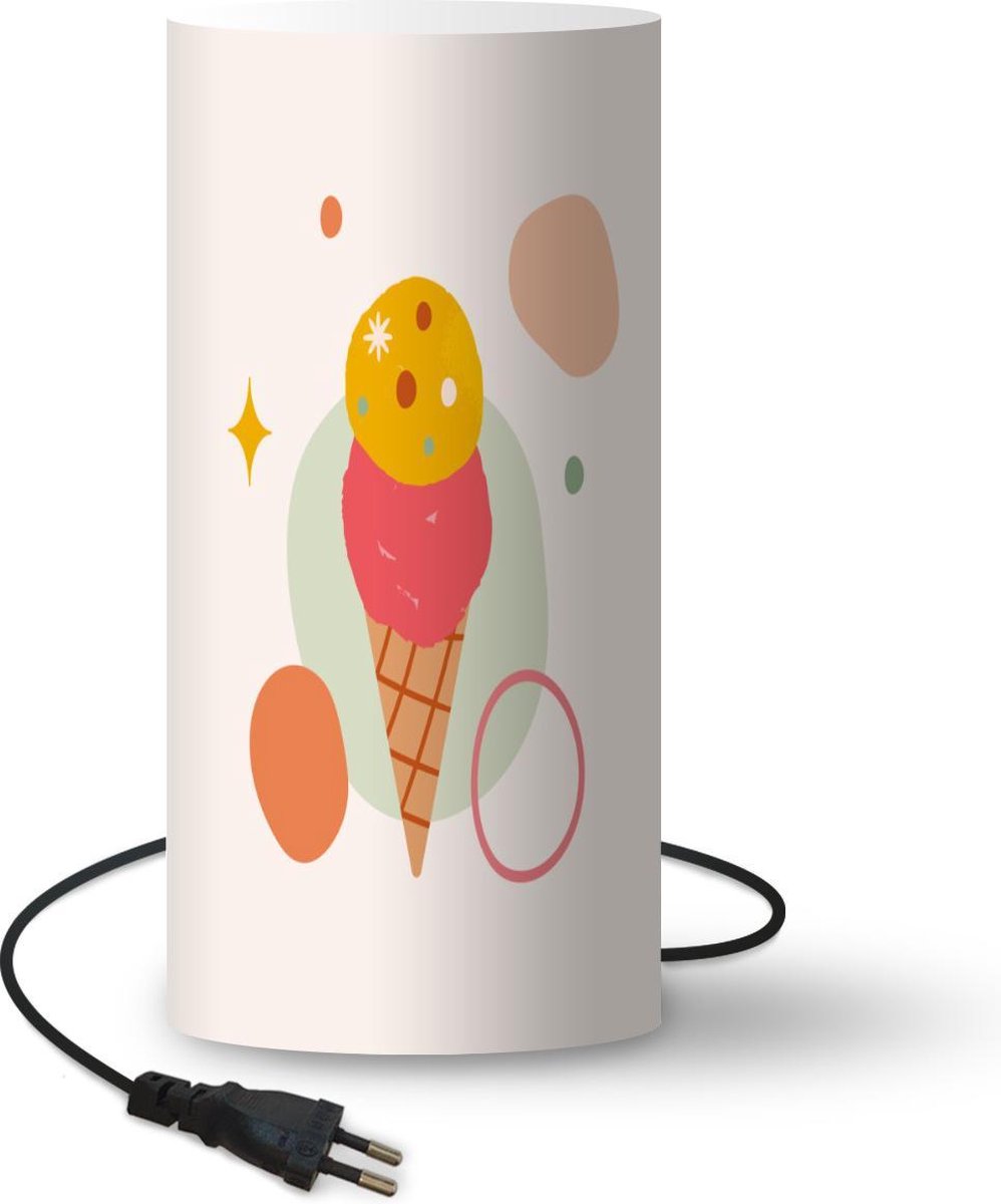 Lamp - Nachtlampje - Tafellamp slaapkamer - IJs - Zomer - Kleuren - 54 cm hoog - Ø24.8 cm - Inclusief LED lamp