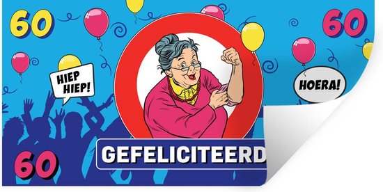 Stickers muraux - Anniversaire - 60 Ans - Femme - 40x20 cm - Film Adhésif