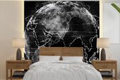 Papier peint photo peint photo vinyle - Terre abstraite composée de lignes noires et blanches largeur 220 cm x hauteur 220 cm - Tirage photo sur papier peint (disponible en 7 tailles)