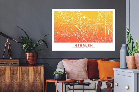 Stickers Stickers muraux - Plan de la ville - Heerlen - Pays- Nederland - 120x80 cm - Feuille adhésive - Carte
