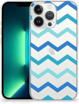 Telefoon Hoesje Geschikt voor iPhone13 Pro Max Siliconen Back Cover Zigzag Blauw