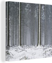 Canvas Schilderij Bomen - Winter - Sneeuw - 20x20 cm - Wanddecoratie