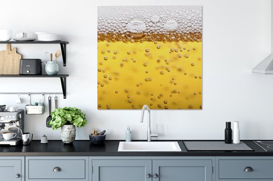 Tableau sur toile Bulles de bière dans un verre de bière - 90 x 90 cm - Décoration murale