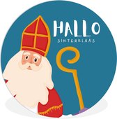 WallCircle - Wandcirkel - Muurcirkel Binnen - Sinterklaas - Quotes - Sint - Hallo Sinterklaas - Kinderen - Jongens - Meisjes - Kids - 60x60 cm - Wanddecoratie - Ronde Schilderijen
