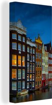 Canvas Schilderij Amsterdam - Water - Kleurrijk - 40x80 cm - Wanddecoratie