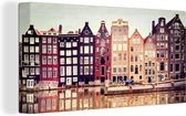 Canvas Schilderij Amsterdam - Huis - Reflectie - 40x20 cm - Wanddecoratie
