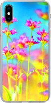 Geschikt voor iPhone Xs hoesje - Bloemen - Kunst - Psychedelisch - Siliconen Telefoonhoesje