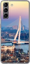 Geschikt voor Samsung Galaxy S21 hoesje - Rotterdam - Skyline - Zonsondergang - Siliconen Telefoonhoesje