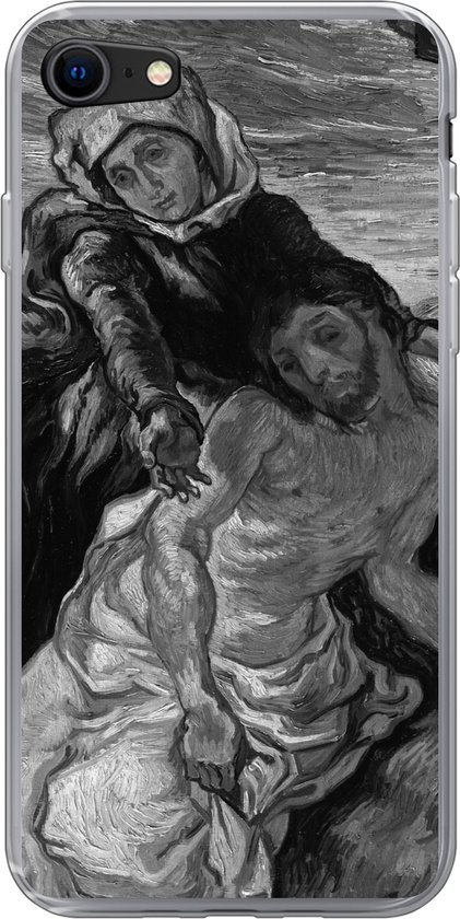 Onderzetters Voor Glazen - Pietà D'après Delacroix - Vincent Van Gogh Zwart Wit 10x10 Cm 6 Stuks