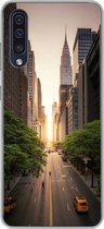 Geschikt voor Samsung Galaxy A50 hoesje - Straat van New York in de ochtend - Siliconen Telefoonhoesje