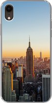 Geschikt voor iPhone XR hoesje - New York - Skyline - Zonsondergang - Siliconen Telefoonhoesje