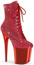 Pleaser Plateau Laarzen, Paaldans schoenen -38 Shoes- FLAMINGO-1020CHRS US 8 Rood