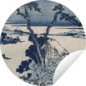 Tuincirkel Uitzicht op Mount Fuji - schilderij van Katsushika Hokusai - 90x90 cm - Ronde Tuinposter - Buiten