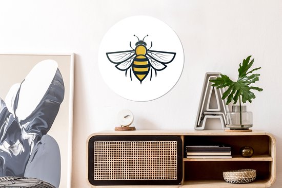 Illustration d'un autocollant de papier peint cercle mural abeille 50x50 cm / cercle de papier peint / cercle mural / cercle vivant - autocollant et coupe ronde