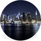WallCircle - Wandcirkel ⌀ 60 - New York - Licht - Skyline - Ronde schilderijen woonkamer - Wandbord rond - Muurdecoratie cirkel - Kamer decoratie binnen - Wanddecoratie muurcirkel - Woonaccessoires