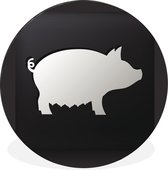 Une illustration d'un cochon sur fond noir Cercle mural aluminium ⌀ 30 cm - tirage photo sur cercle mural / cercle vivant / cercle de jardin (décoration murale)