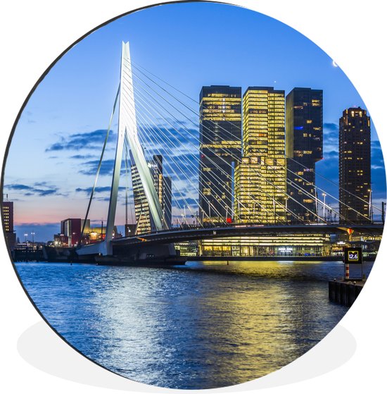 WallCircle - Wandcirkel - Muurcirkel - Rotterdam - Water - Skyline - Aluminium - Dibond - ⌀ 90 cm - Binnen en Buiten