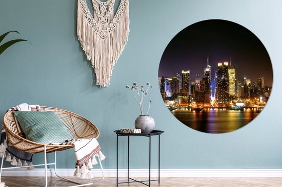 Cercle mural - Cercle mural Indoor - ⌀ 120 cm - Plastique - New York - Skyline - Coloris XXL
