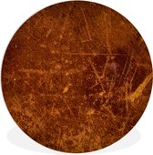 WallCircle - Wandcirkel 30x30 - Leer - Lederlook - Bruin - Oranje - Ronde schilderijen woonkamer - Wandbord rond - Muurdecoratie cirkel - Kamer decoratie binnen - Wanddecoratie muurcirkel - Woonaccessoires