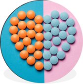 WallCircle - Wandcirkel - Muurcirkel - Hart - Tabletten - Pastel - Aluminium - Dibond - ⌀ 60 cm - Binnen en Buiten