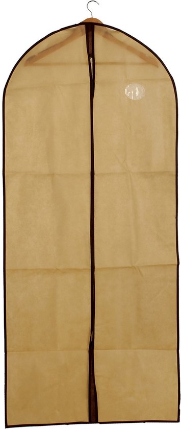 Beige kledinghoes 60 x 170 cm met kijkvenster - Kledingkastbenodigdheden - Kleding opbergen - Colberts/jasjes/pakken opbergen - Kledinghoezen groot