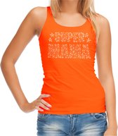 Glitter Super Mama tanktop oranje met steentjes/ rhinestones voor dames - Moederdag cadeaus - Glitter kleding/ foute party outfit M