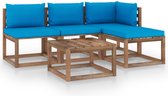 Decoways - 5-delige Loungeset pallet met kussens geïmpregneerd grenenhout