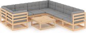 Decoways - 9-delige Loungeset met kussens massief grenenhout