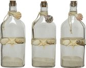 Fles glas transparant met schelpen H25cm (1 stuk) assorti