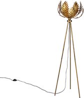 QAZQA botanica - Landelijke Tripod | driepoot vloerlamp | Staande Lamp - 1 lichts - H 158 cm - Goud/messing -  Woonkamer | Slaapkamer | Keuken