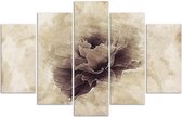 Trend24 - Canvas Schilderij - Ashen Flower - Vijfluik - Bloemen - 150x100x2 cm - Beige